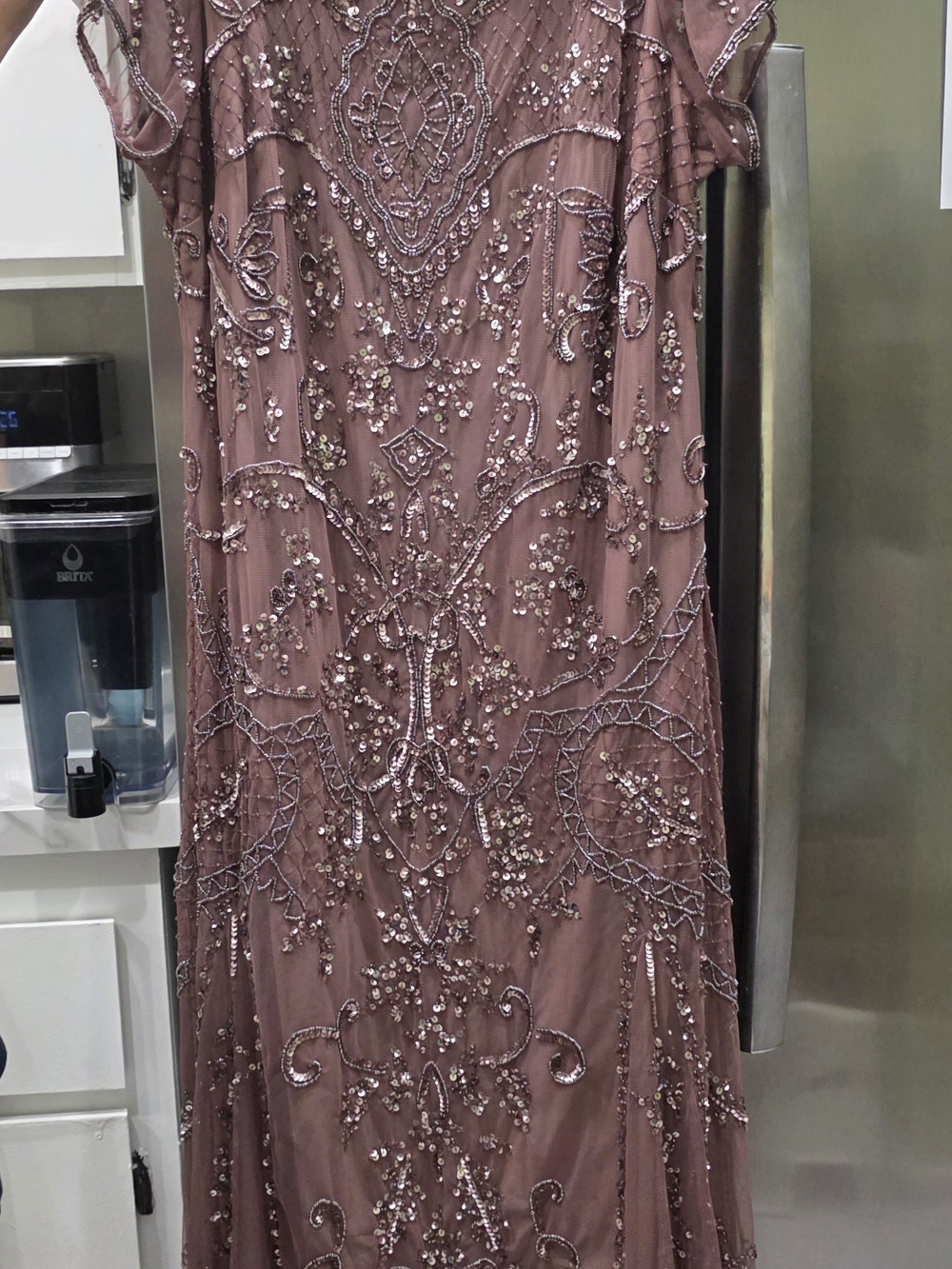 Pisarro Nights Mauve Beaded Wedding Dress